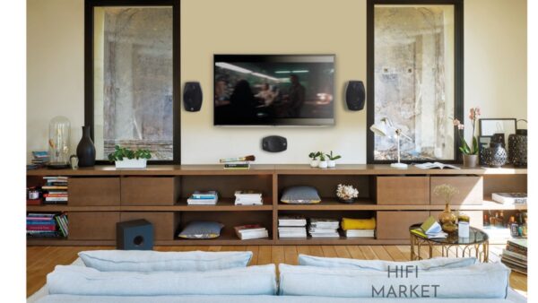 Altavoces satélite Focal Sib Evo en negro, diseño compacto y moderno para sistemas de cine en casa