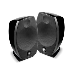 Altavoces satélite Focal Sib Evo en negro, diseño compacto y moderno para sistemas de cine en casa