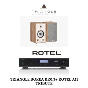 Sistema de alta fidelidad con altavoces Triangle y amplificador Rotel